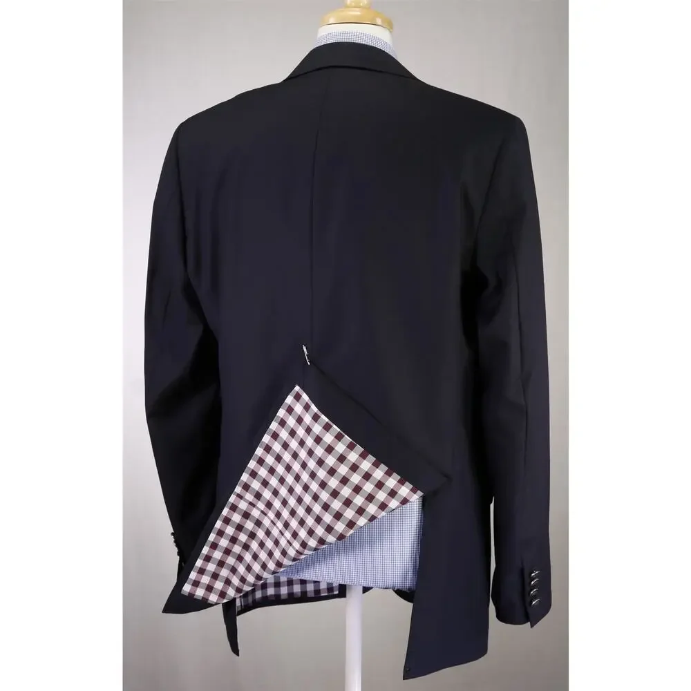 Suitsupply Custom Navy Blue Woven Metal Button 2-Btn Wool Blazer Jacket 42L